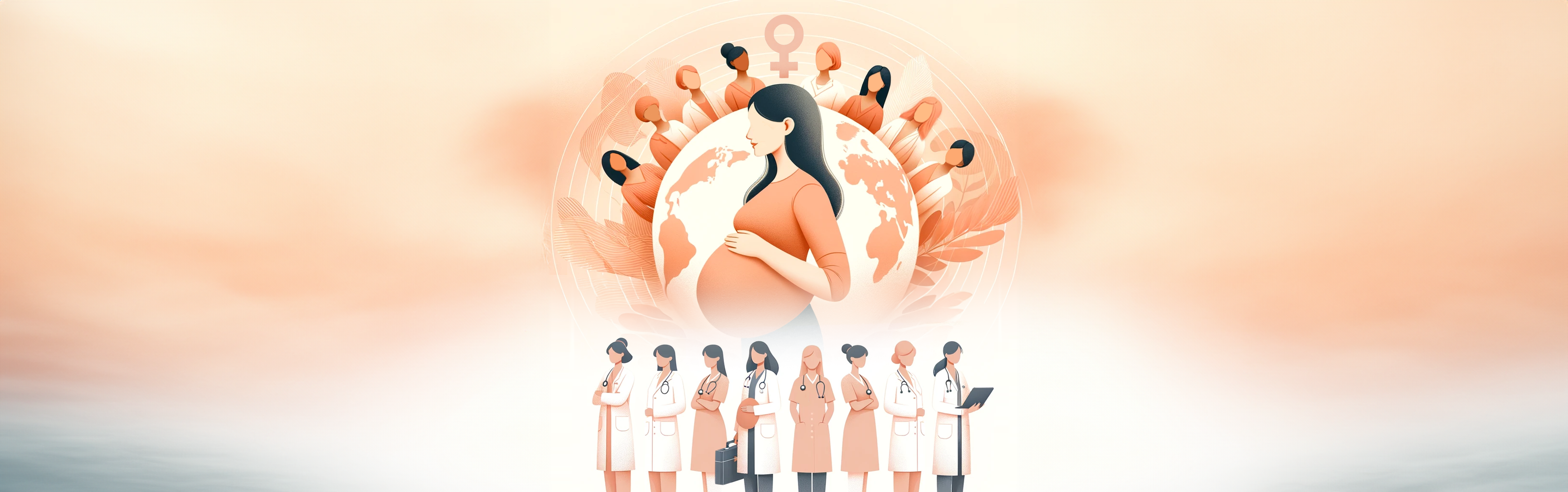 International Women's Day celebration with diverse female healthcare practitioners and a pregnant woman, highlighting early ultrasound technology at London Pregnancy Clinic.