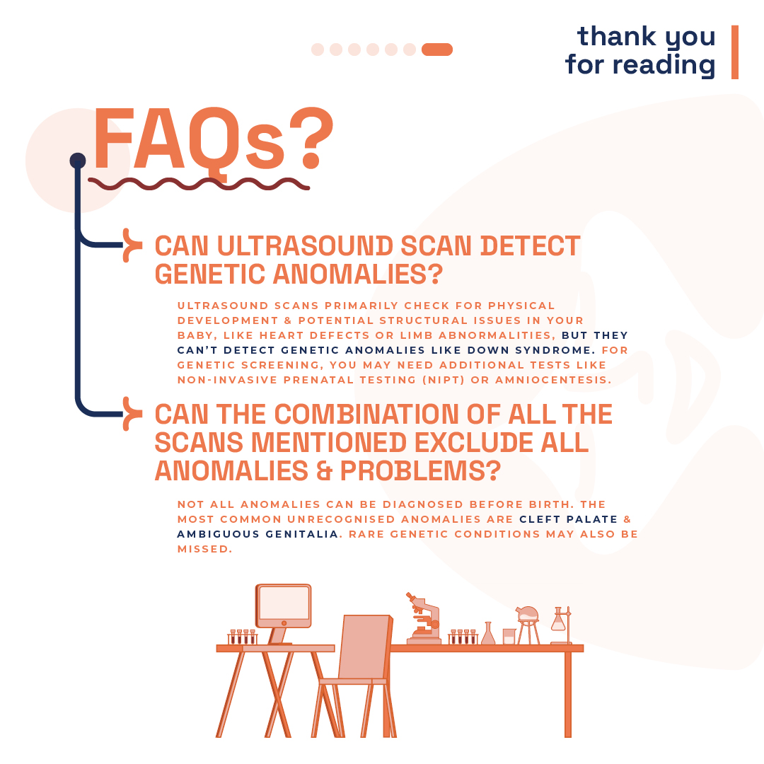 FAQ section on London Pregnancy Clinic website discussing ultrasound scans for genetic anomalies detection.